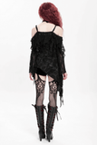 Black Gothic Off Shoulder Lace Top with Bell Sleeves