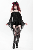 Black Gothic Off Shoulder Lace Top with Bell Sleeves