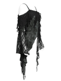 Black Gothic Off Shoulder Lace Top with Bell Sleeves
