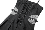 Black Gothic Pleated Dress with Lace-Up Corset Front