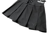 Black Gothic Pleated Dress with Lace-Up Corset Front