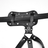 Black Gothic PU Leather Leg Harness with Skull Studs