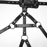 Black Gothic PU Leather Leg Harness with Skull Studs