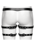 Black Gothic PU Leather Leg Harness with Skull Studs