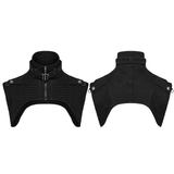 Black Gothic Punk Shoulder Cape with Denim and High Collar