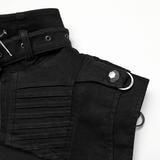 Black Gothic Punk Shoulder Cape with Denim and High Collar