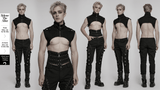 Black Gothic Punk Shoulder Cape with Denim and High Collar