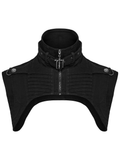 Black Gothic Punk Shoulder Cape with Denim and High Collar