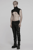 Black Gothic Punk Shoulder Cape with Denim and High Collar