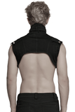 Black Gothic Punk Shoulder Cape with Denim and High Collar