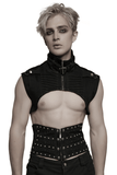 Black Gothic Punk Shoulder Cape with Denim and High Collar