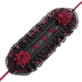 Black Gothic Rose Bonnet with Lace Frills and Rivets