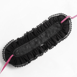 Black Gothic Rose Bonnet with Lace Frills and Rivets