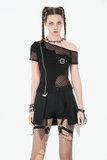 Black Gothic Suspender Shorts with Belt and Pockets