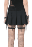 Black Gothic Suspender Shorts with Belt and Pockets