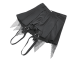 Black Gothic Suspender Shorts with Belt and Pockets