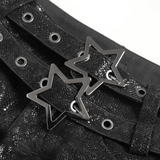 Black Gothic Tiered Skort with Star Buckle Trim