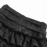 Black Gothic Tiered Skort with Star Buckle Trim