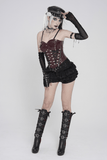 Black Gothic Tiered Skort with Star Buckle Trim