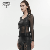 Black Gothic Top for Women with O-Neck and Strap
