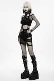 Black Gothic Torn Crop Top with Detachable Chains