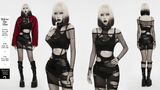 Black Gothic Torn Crop Top with Detachable Chains