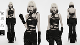 Black Gothic Torn Crop Top with Detachable Chains