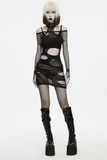 Black Gothic Torn Crop Top with Detachable Chains