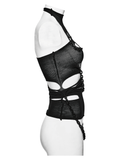 Black Gothic Torn Crop Top with Detachable Chains