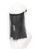 Black Gothic Veil Face Mask with Beaded Fringe