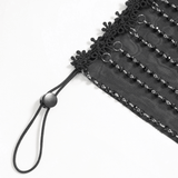 Black Gothic Veil Face Mask with Beaded Fringe