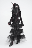 Black Gothic Veil Face Mask with Beaded Fringe