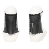 Black Gothic Veil Face Mask with Beaded Fringe