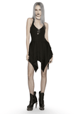 Black Halter Asymmetric Ruffled Hem Mini Dress