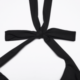 Black Halter Asymmetric Ruffled Hem Mini Dress