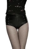 Black Hot Pants with Side Buttons and Pockets for Women