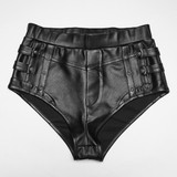 Black Hot Pants with Side Buttons and Pockets for Women