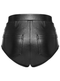 Black Hot Pants with Side Buttons and Pockets for Women