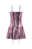 Black Lace Corset Dress with Pink Tie Dye Accents for Women