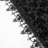 Robe courte à col en V profond en dentelle noire gothique / chemise de nuit à bretelles sexy avec une fente