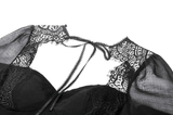 Black Lace Dress with Bell Sleeves and Corset Back Detail
