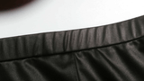 Steampunk Schwarze transparente Blumenhose / Sexy Spitzenleggins mit Pu-Lederrüschen