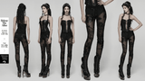 Black Lace Leggings with Mesh Panels and Floral Embroidery