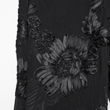 Black Lace Leggings with Mesh Panels and Floral Embroidery