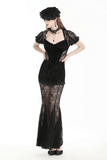 Black Lace Mermaid Dress with Elegant Floral Details