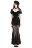 Black Lace Mermaid Dress with Elegant Floral Details