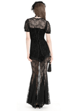 Black Lace Mermaid Dress with Elegant Floral Details