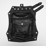 Black Leather Punk Mini Skirt with Buckles and Pouches