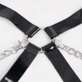 Ensemble de lingerie Punk Sexy Body Harness avec chaîne en métal / Lingerie noire gothique avec pentagramme