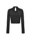 Black Long-Sleeved Top with Edgy Lace-Up Detail for Women